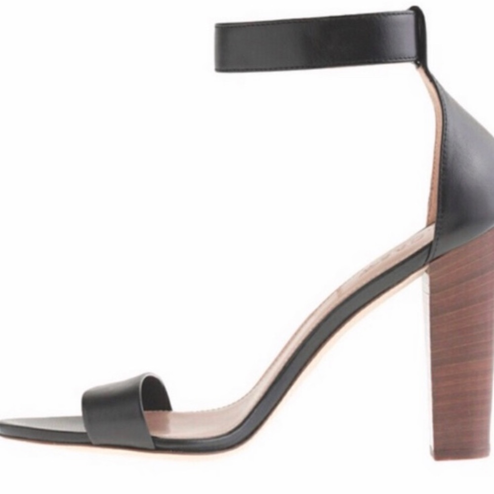 J. Crew Lanie Stacked Heel Sandal Black